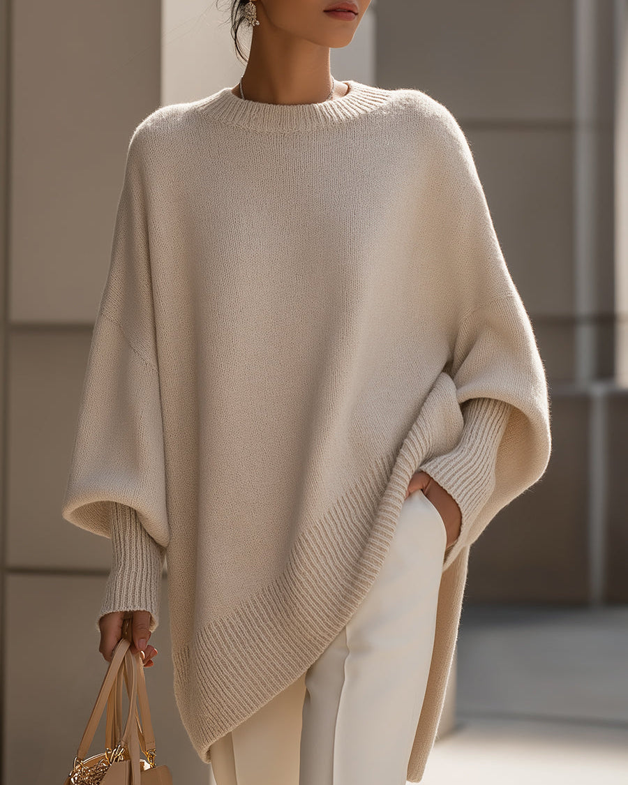 Evelyne – Elegancki sweter z asymetrycznym dołem