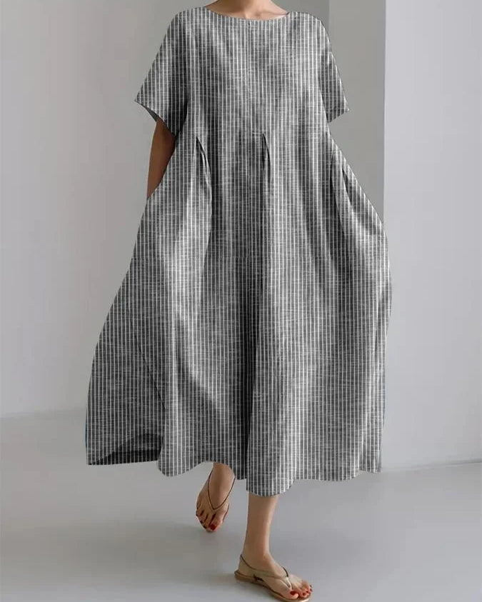 Trawia - Sukienka maxi na co dzień, wygodna i w stylu retro