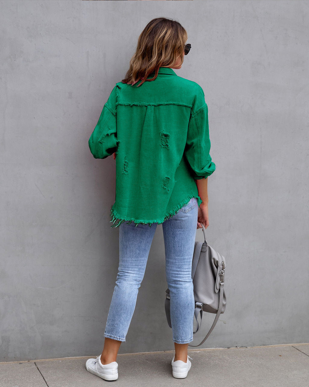 Damska Stylowa Kurtka Jeansowa - Wygodny  Luźny Krój Kolorowa Denim