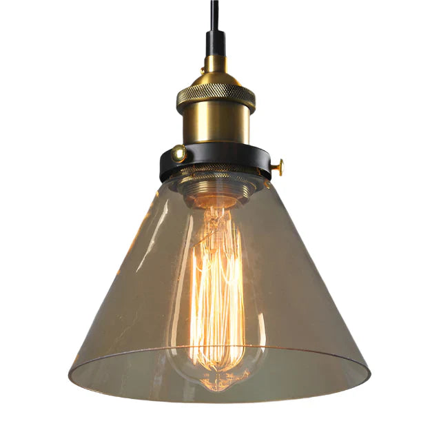 Industrialna lampa wisząca retro ze szkłem – Klosz z dymionego szkła