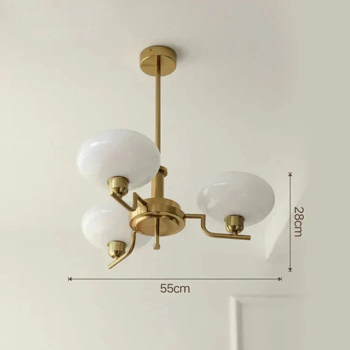 Nowoczesny Żyrandol z Kloszami z Opalowego Szkła – Elegancka Lampa Sufitowa
