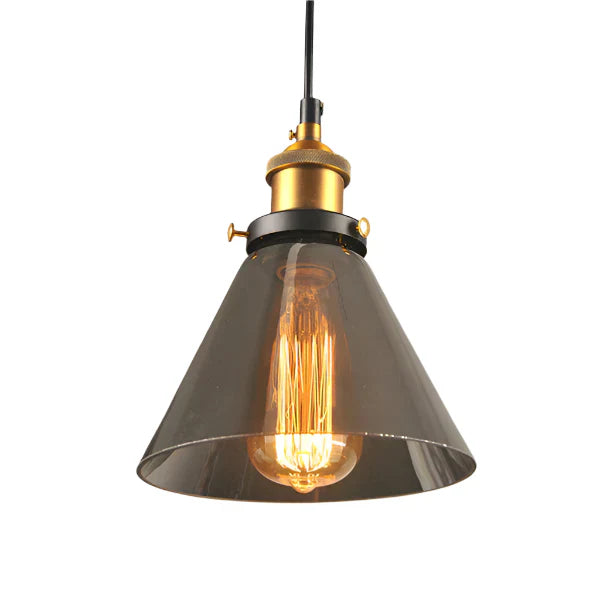 Industrialna lampa wisząca retro ze szkłem – Klosz z dymionego szkła