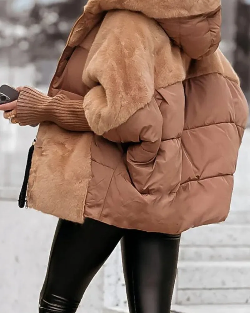 Damska Krótka Kurtka Puchowa - Z Kapturem i Zapięciem na Zamek