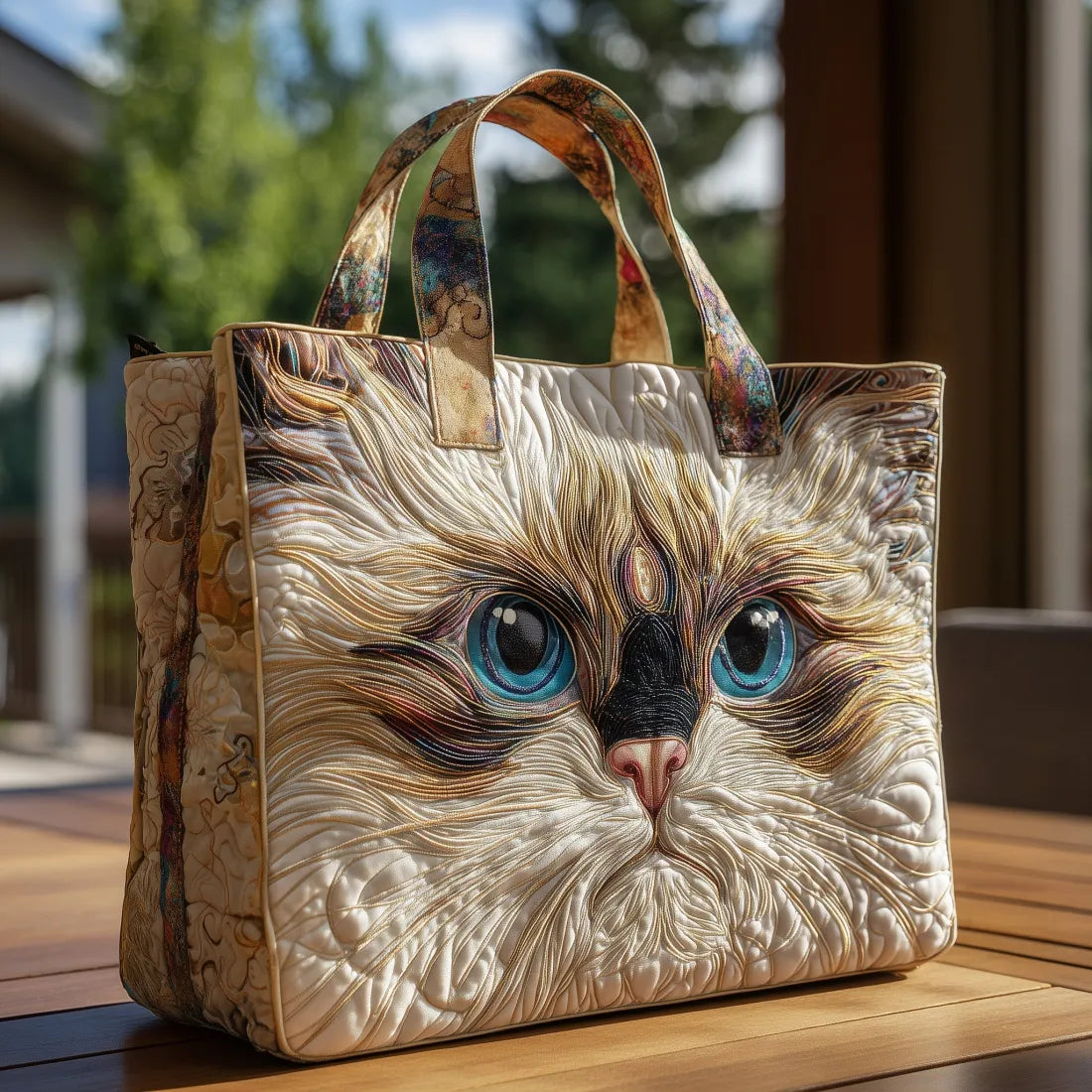 Torba Artisanal - Biały Kot z Niebieskimi Oczami