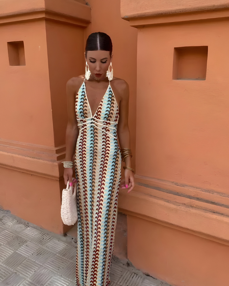 Sławika – Sukienka boho maxi z odkrytymi plecami