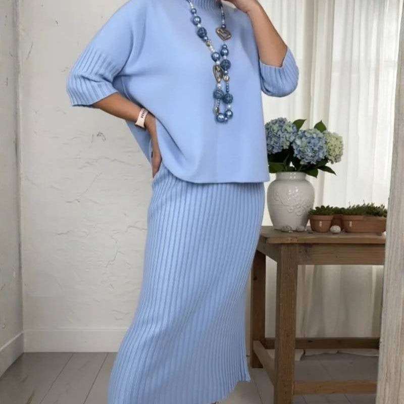 Hestia – Dzianinowy komplet ze spódnicą midi