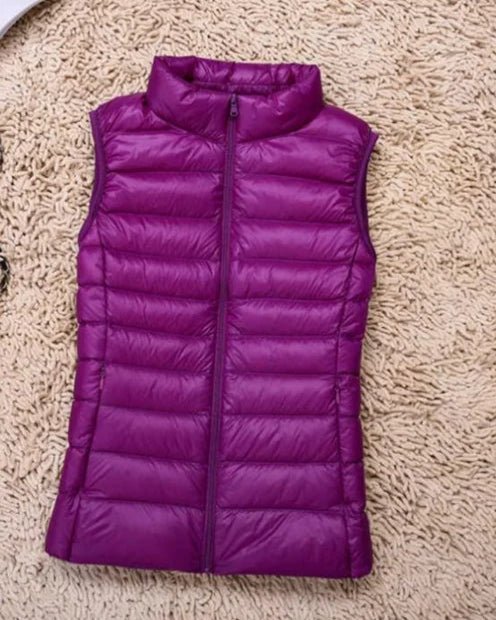 Damska Kamizelka Pikowana - Ze Stójką i Zamkiem