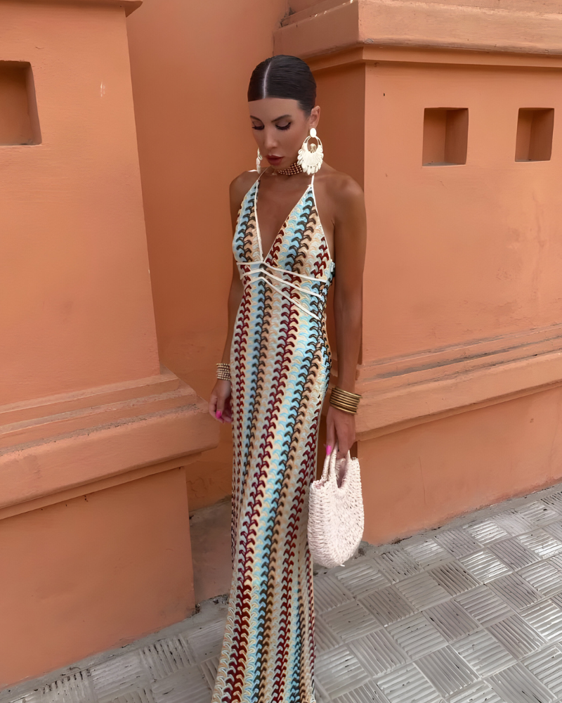 Sławika – Sukienka boho maxi z odkrytymi plecami