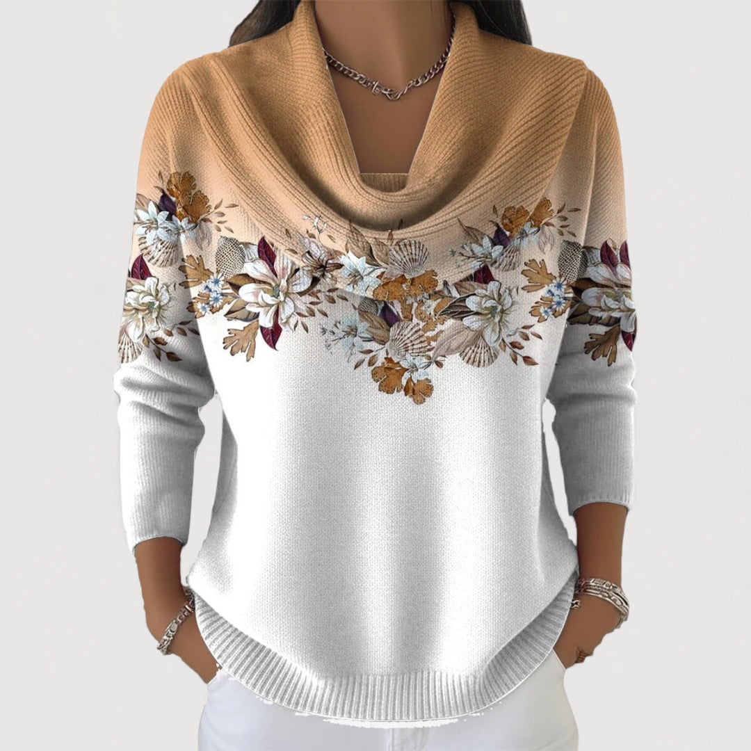 Fynella – Kwiatowy sweter z kominem