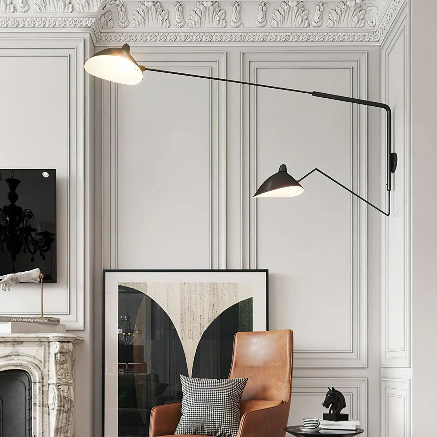 Designerska lampa ścienna z podwójnym ramieniem – regulowana lampa kinkietowa do salonu, biura lub sypialni