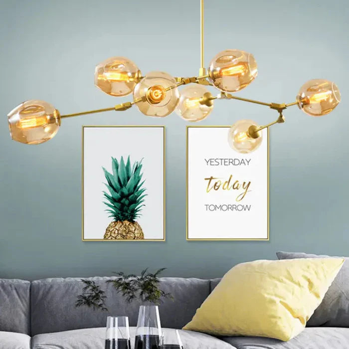 Designerski żyrandol molekularny 8-ramienny – nowoczesna lampa sufitowa LED