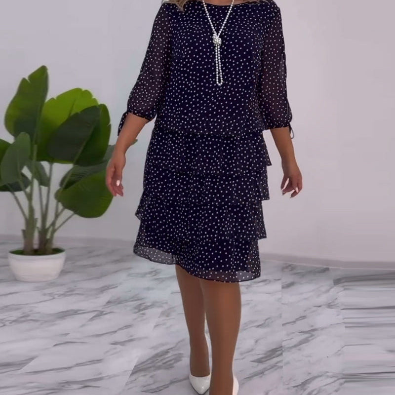 Fleur - Elegancka sukienka nadruk kropki