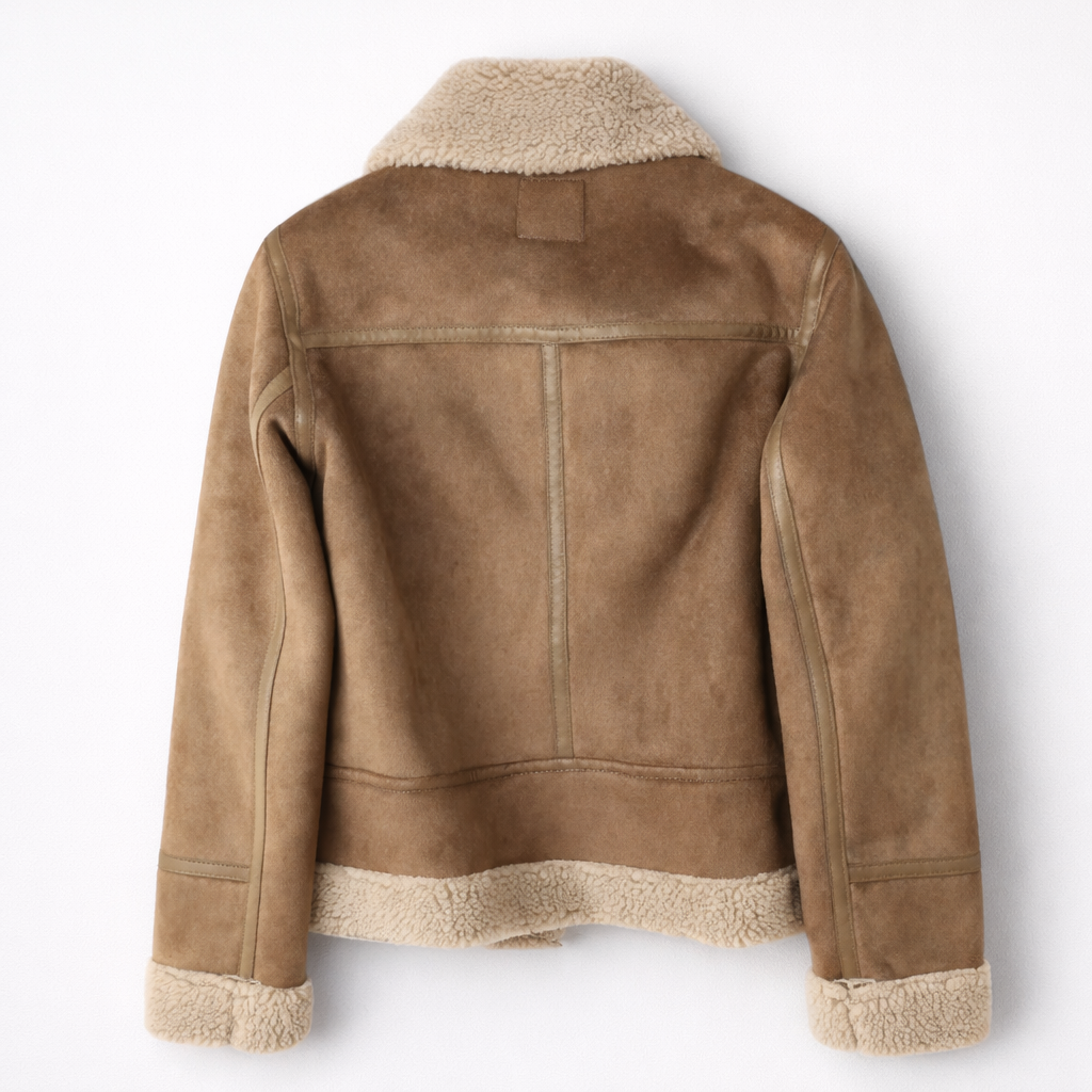 Vespera – Zamszowa kurtka aviator z ociepleniem shearling
