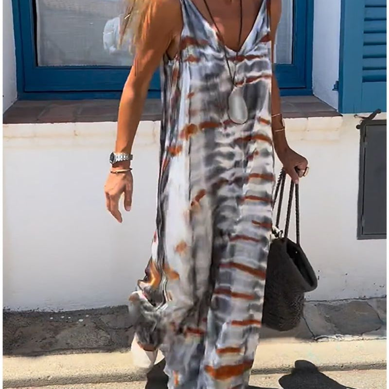 Celestyna – Sukienka bez rękawów z nadrukiem tie-dye