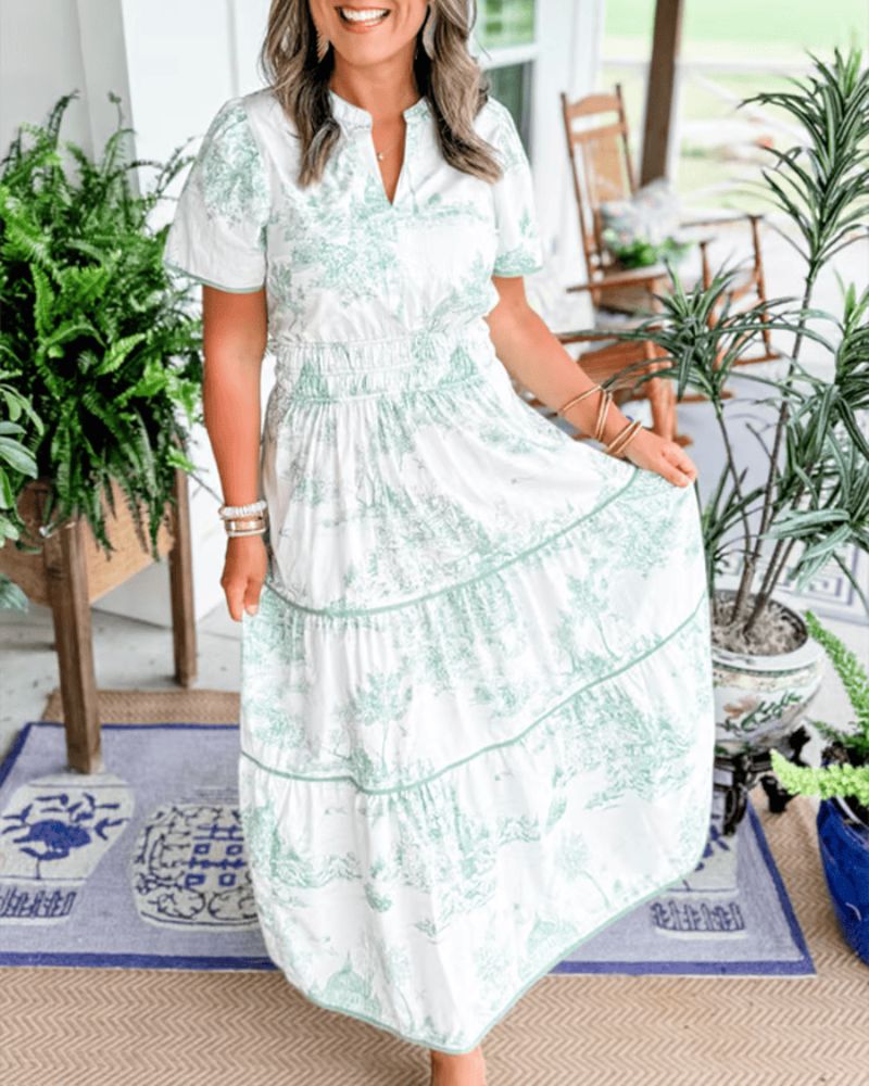 Eleska – Elegancka maxi sukienka z nadrukiem
