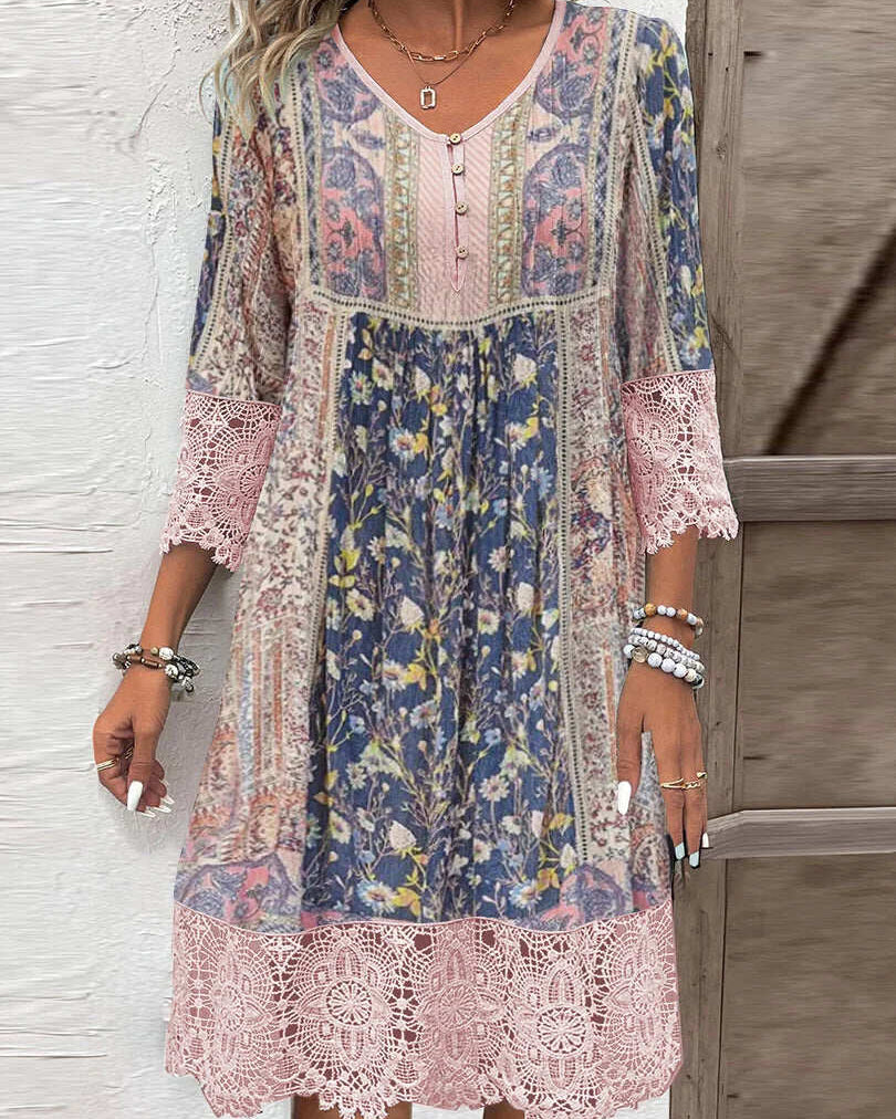Wilhelmina – Sukienka boho z koronkowymi detalami