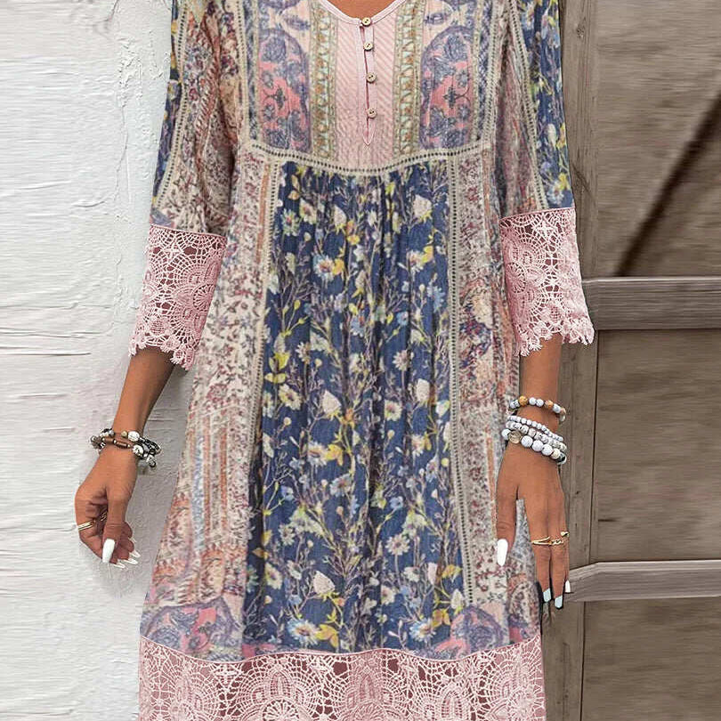 Wilhelmina – Sukienka boho z koronkowymi detalami