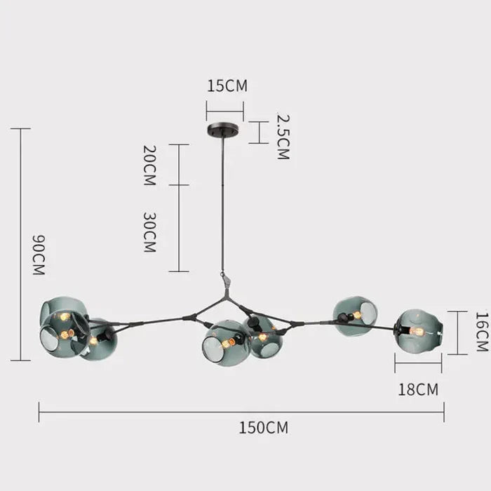 Designerski żyrandol molekularny 8-ramienny – nowoczesna lampa sufitowa LED