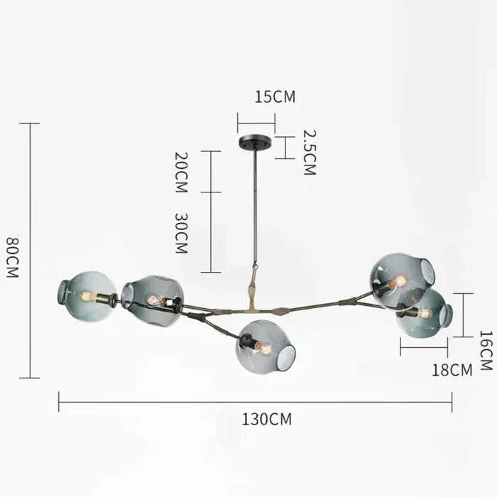 Designerski żyrandol molekularny 8-ramienny – nowoczesna lampa sufitowa LED