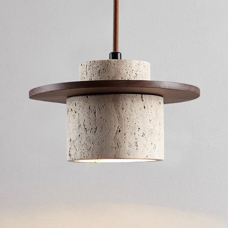 Nowoczesna Lampa Wisząca z Kamienia i Drewna