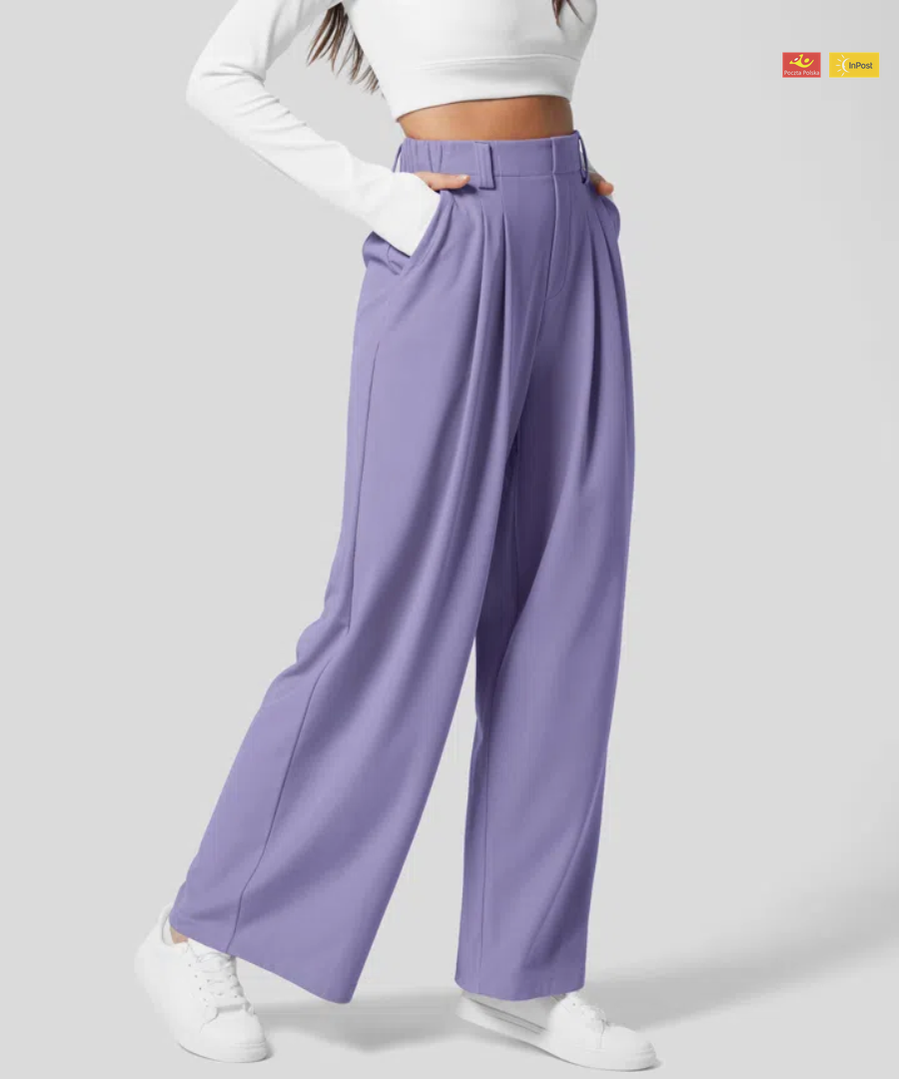 Eleganckie spodnie z elastycznym pasem i wysokim stanem