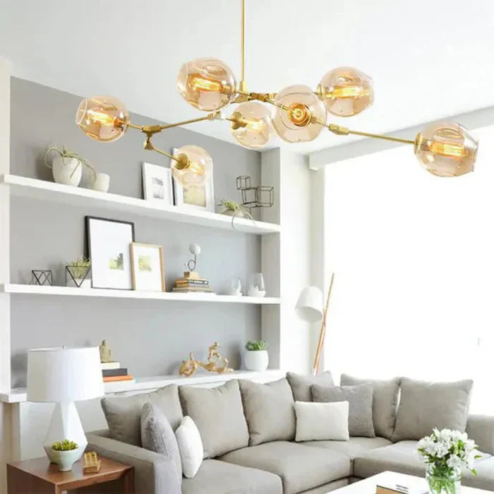 Designerski żyrandol molekularny 8-ramienny – nowoczesna lampa sufitowa LED