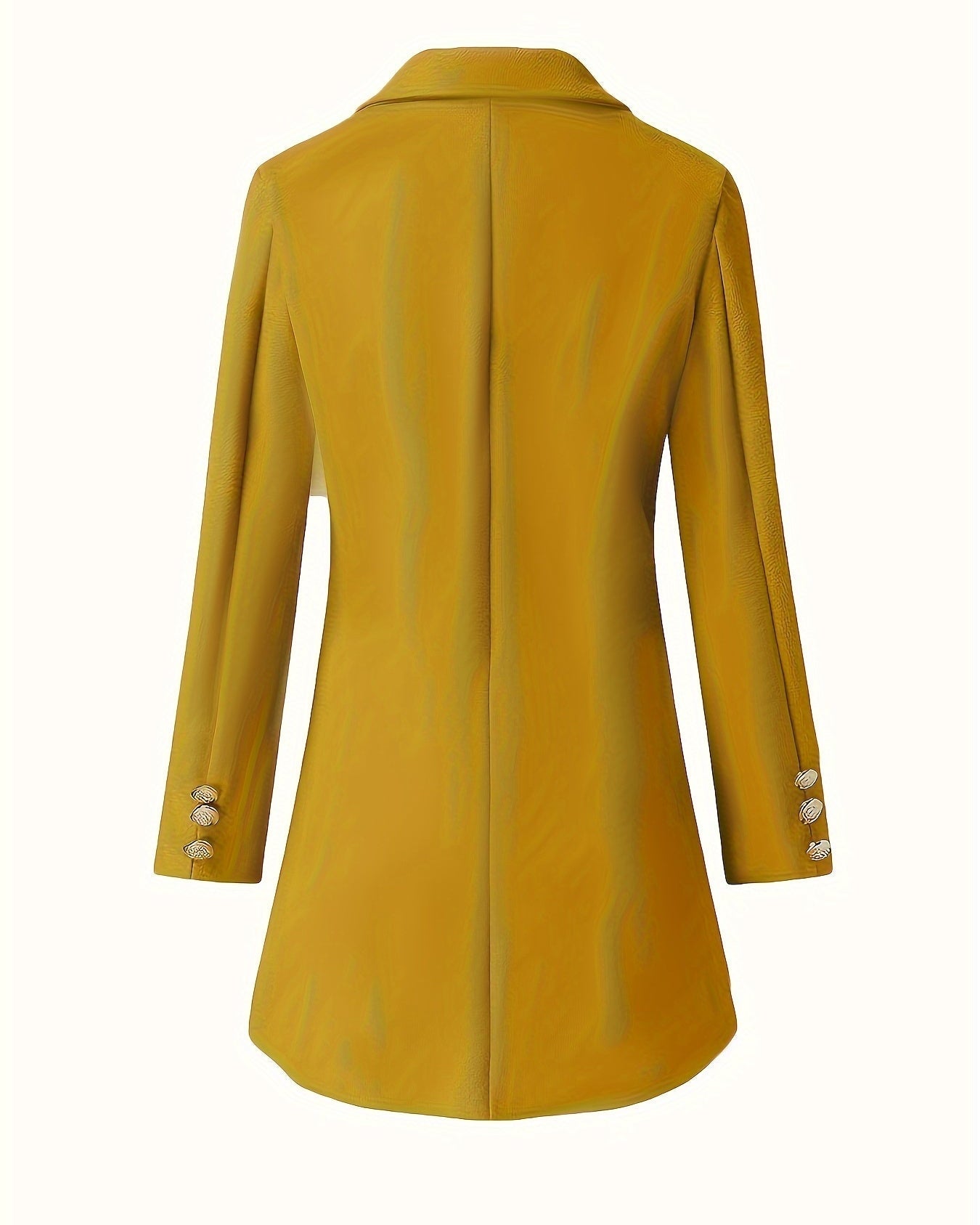 Damski Żółty Płaszcz Dwurzędowy - Długi, Z Klapami