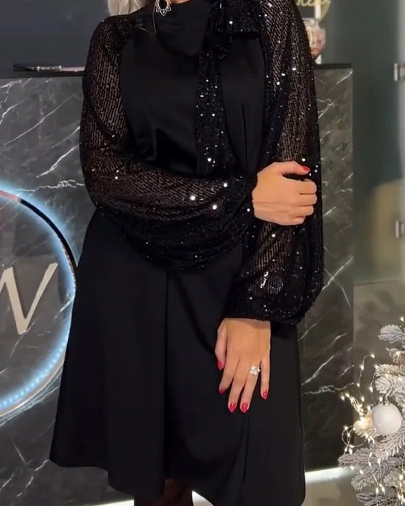 Elwira | Aksamitna Sukienka z Bufiastymi Rękawami – Idealna na Święta