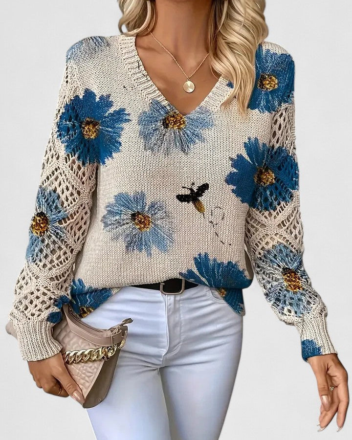 Wysława – Elegancki sweter z kwiatami