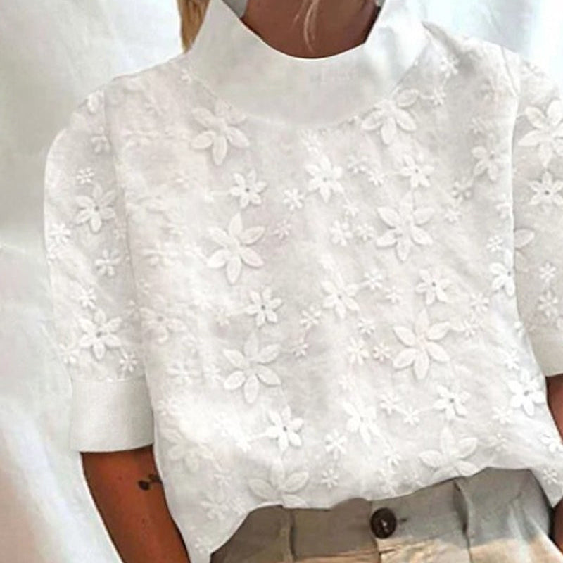 Lilava – Elegancki top z haftem i stójką