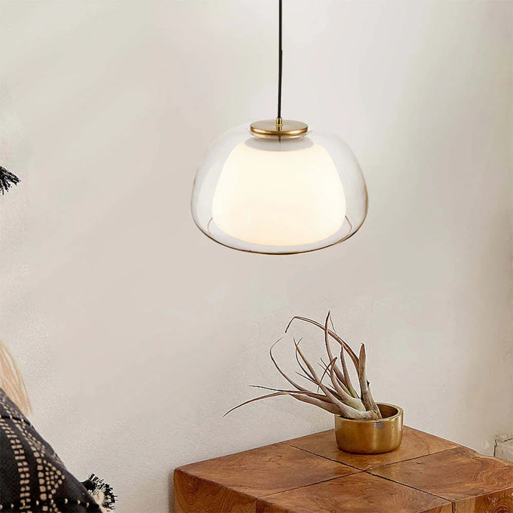 Nowoczesna lampa wisząca LED z podwójnym szklanym kloszem