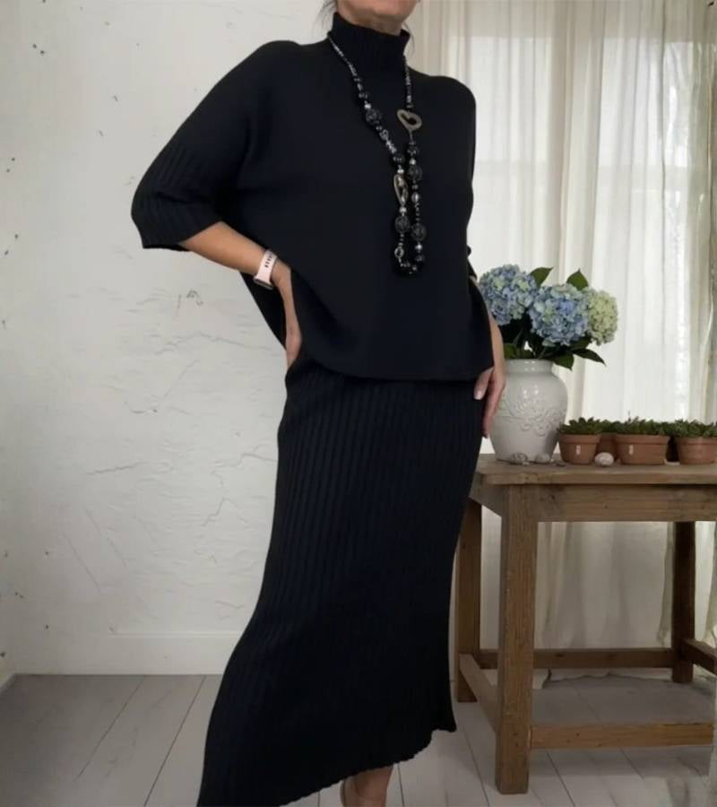 Hestia – Dzianinowy komplet ze spódnicą midi