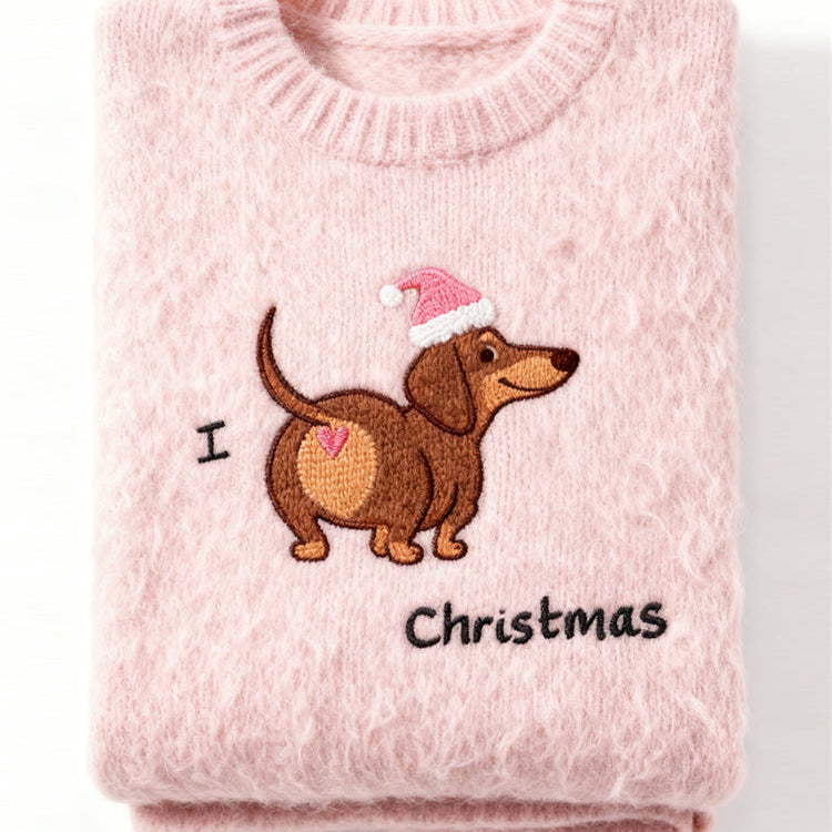 Sweter z Haftem dla Dacha Komfortowy: Kocham Święta