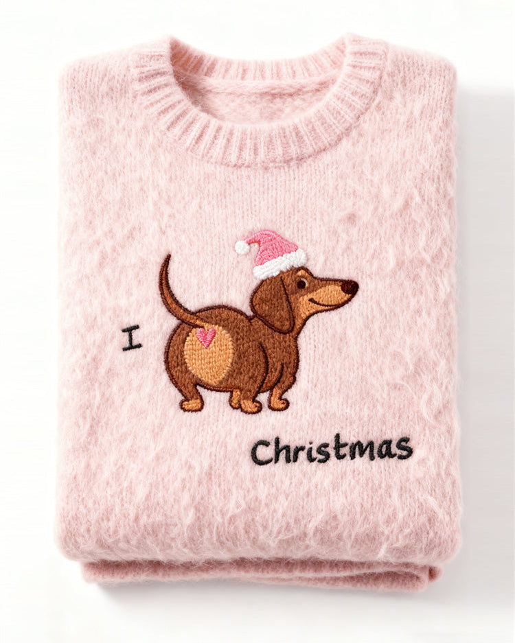 Sweter z Haftem dla Dacha Komfortowy: Kocham Święta