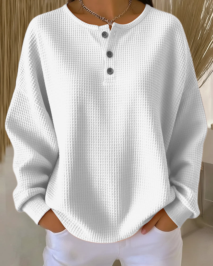 Kailani – Waflowa bluza z eleganckim kołnierzem
