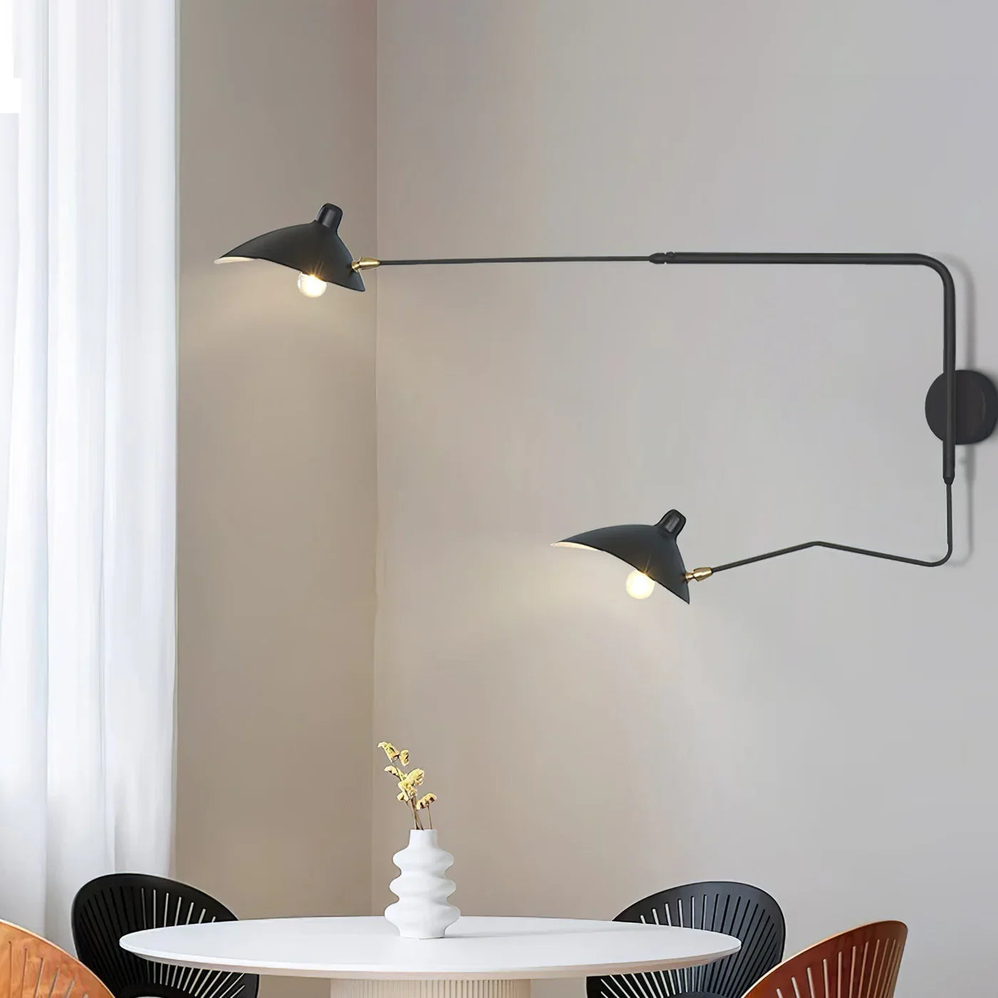 Designerska lampa ścienna z podwójnym ramieniem – regulowana lampa kinkietowa do salonu, biura lub sypialni
