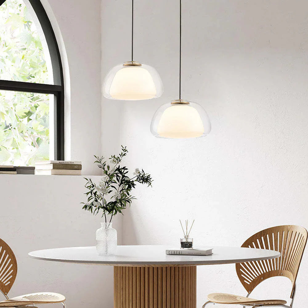 Nowoczesna lampa wisząca LED z podwójnym szklanym kloszem