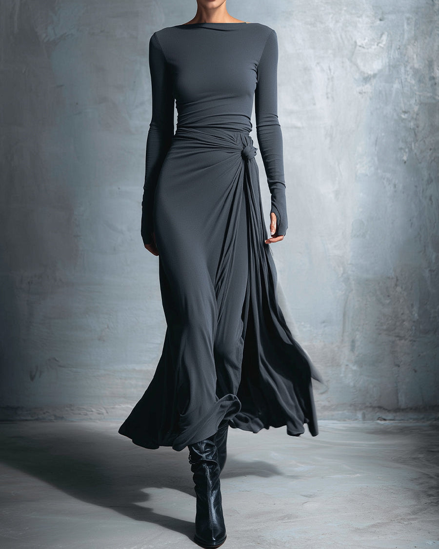 Aneta | Elegancka Sukienka z Elastycznej Tkaniny i Efektem Modelującym