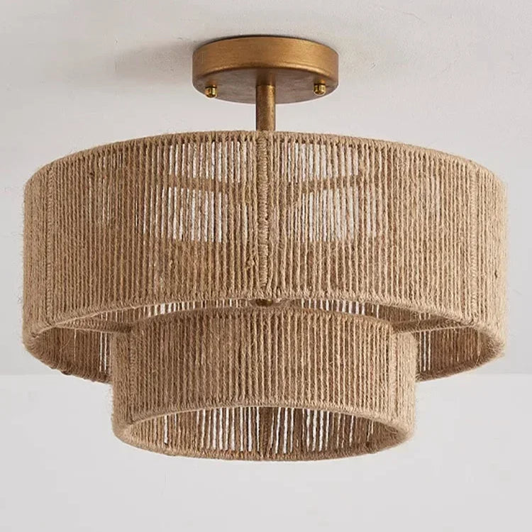 Lampa sufitowa boho z naturalnym sznurkiem