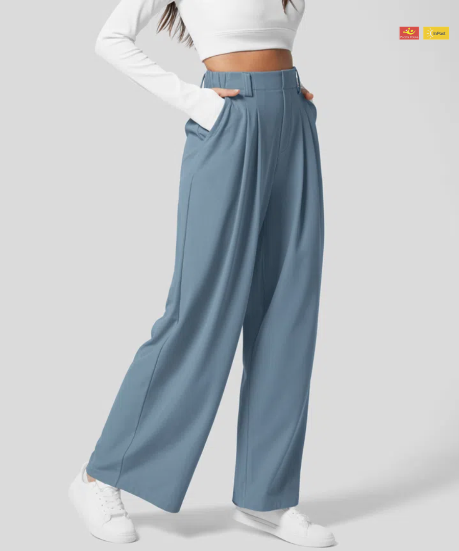 Eleganckie spodnie z elastycznym pasem i wysokim stanem