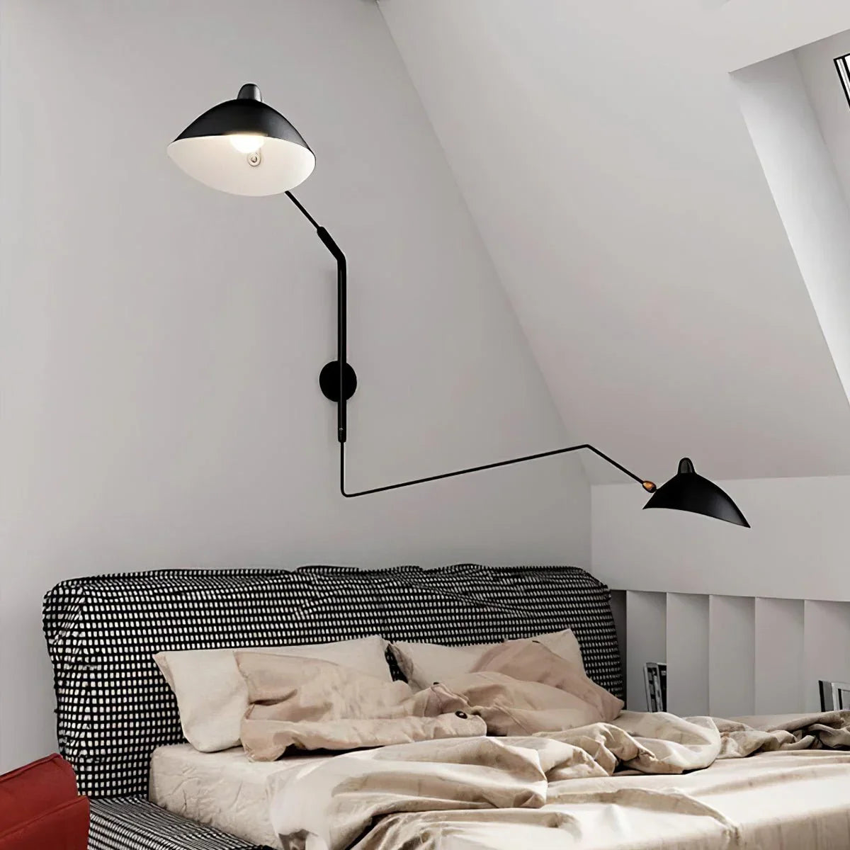 Designerska lampa ścienna z podwójnym ramieniem – regulowana lampa kinkietowa do salonu, biura lub sypialni