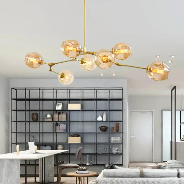 Designerski żyrandol molekularny 8-ramienny – nowoczesna lampa sufitowa LED