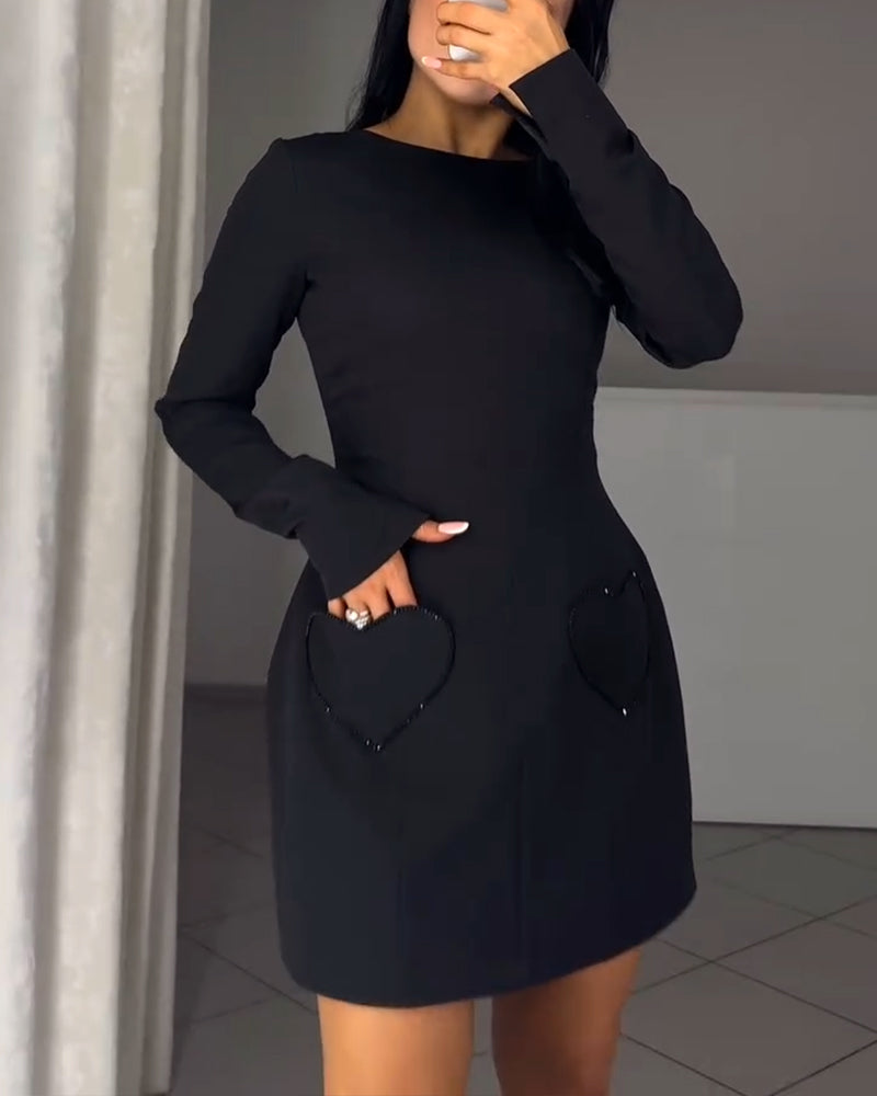 Aralina – Elegancka sukienka z długim rękawem i ściągaczem w talii