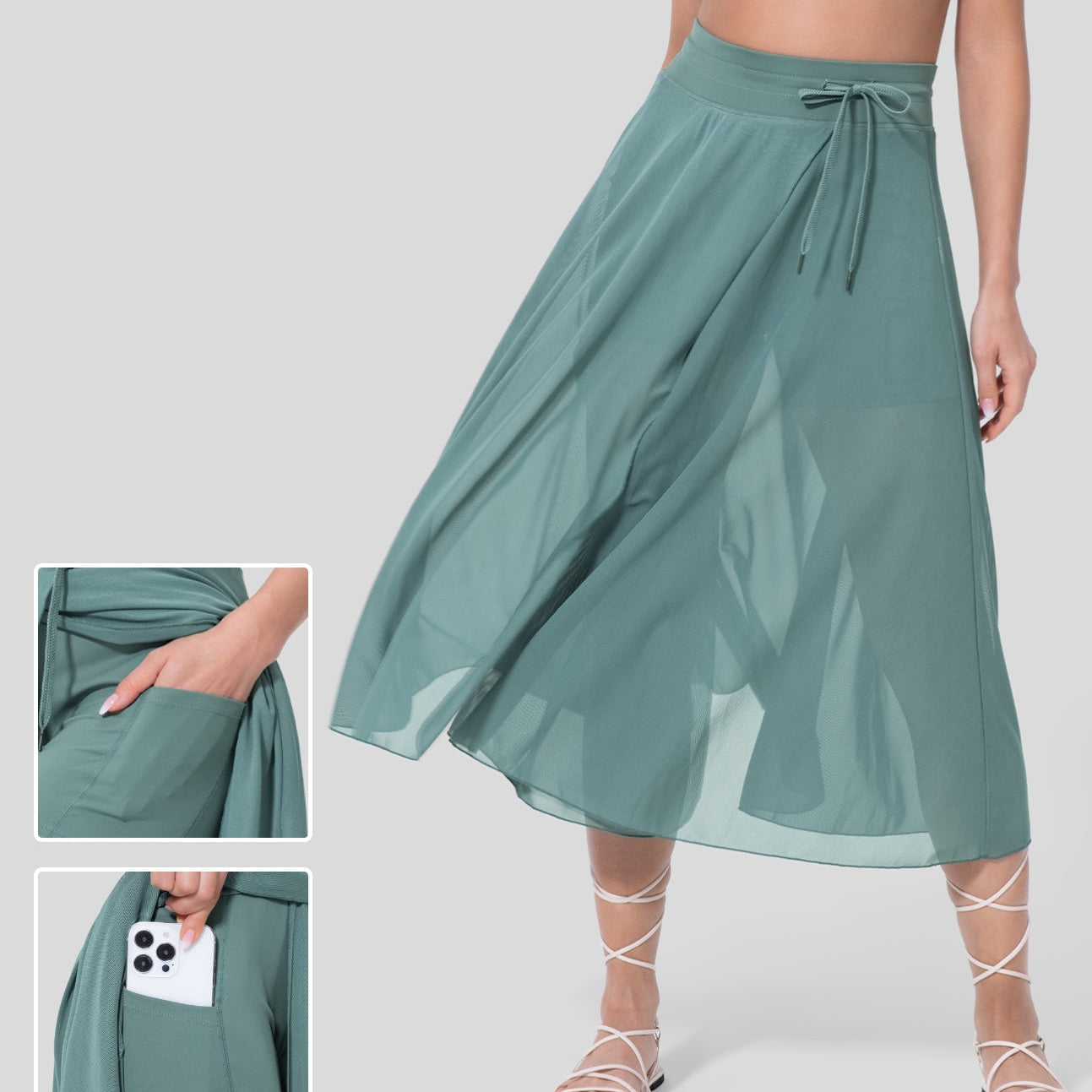 Bożena - Zwiewna i elegancka spódnica midi 2 w 1