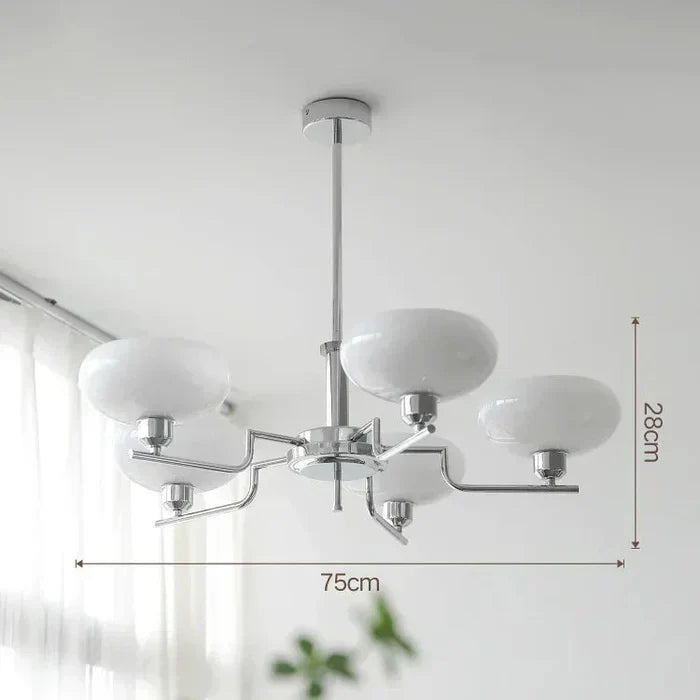 Nowoczesny Żyrandol z Kloszami z Opalowego Szkła – Elegancka Lampa Sufitowa