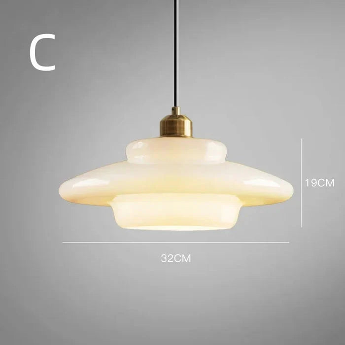 Wisząca Lampa Sufitowa z Mlecznobiałego Szkła