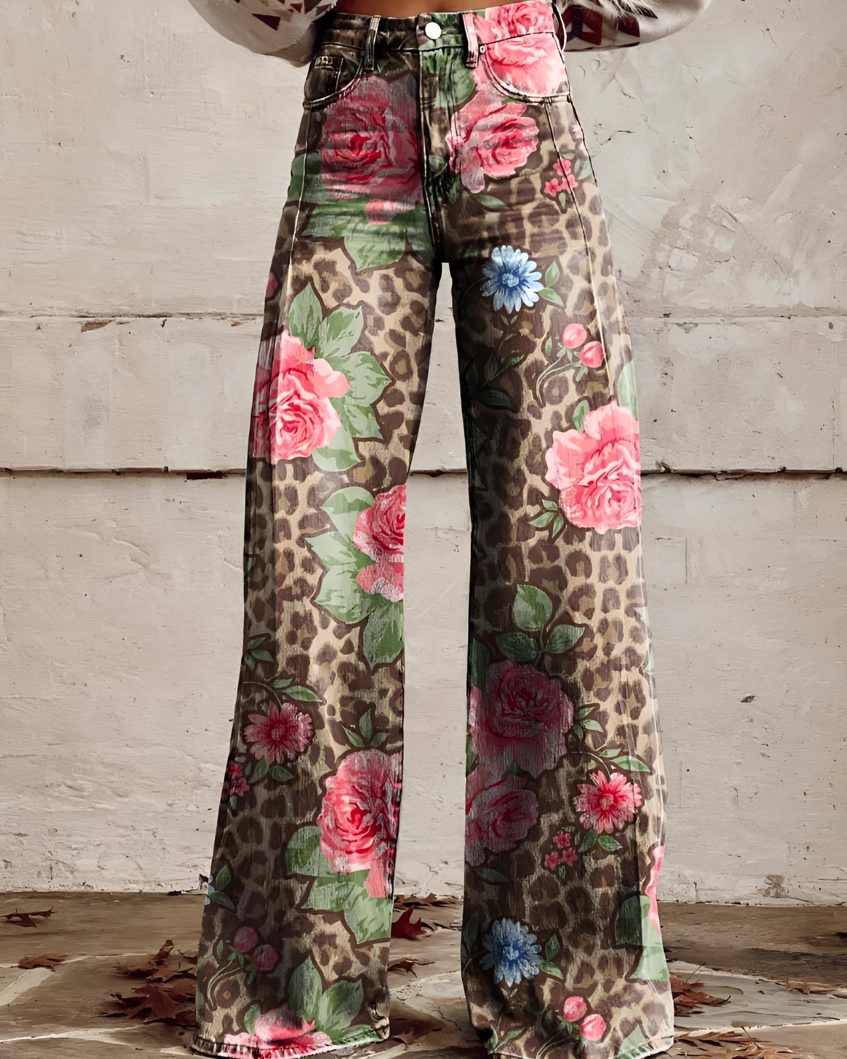 BOLD BLOOM | JEANS KWIATOWE Z WYSOKIM STANEM I SZEROKĄ NOGAWKĄ