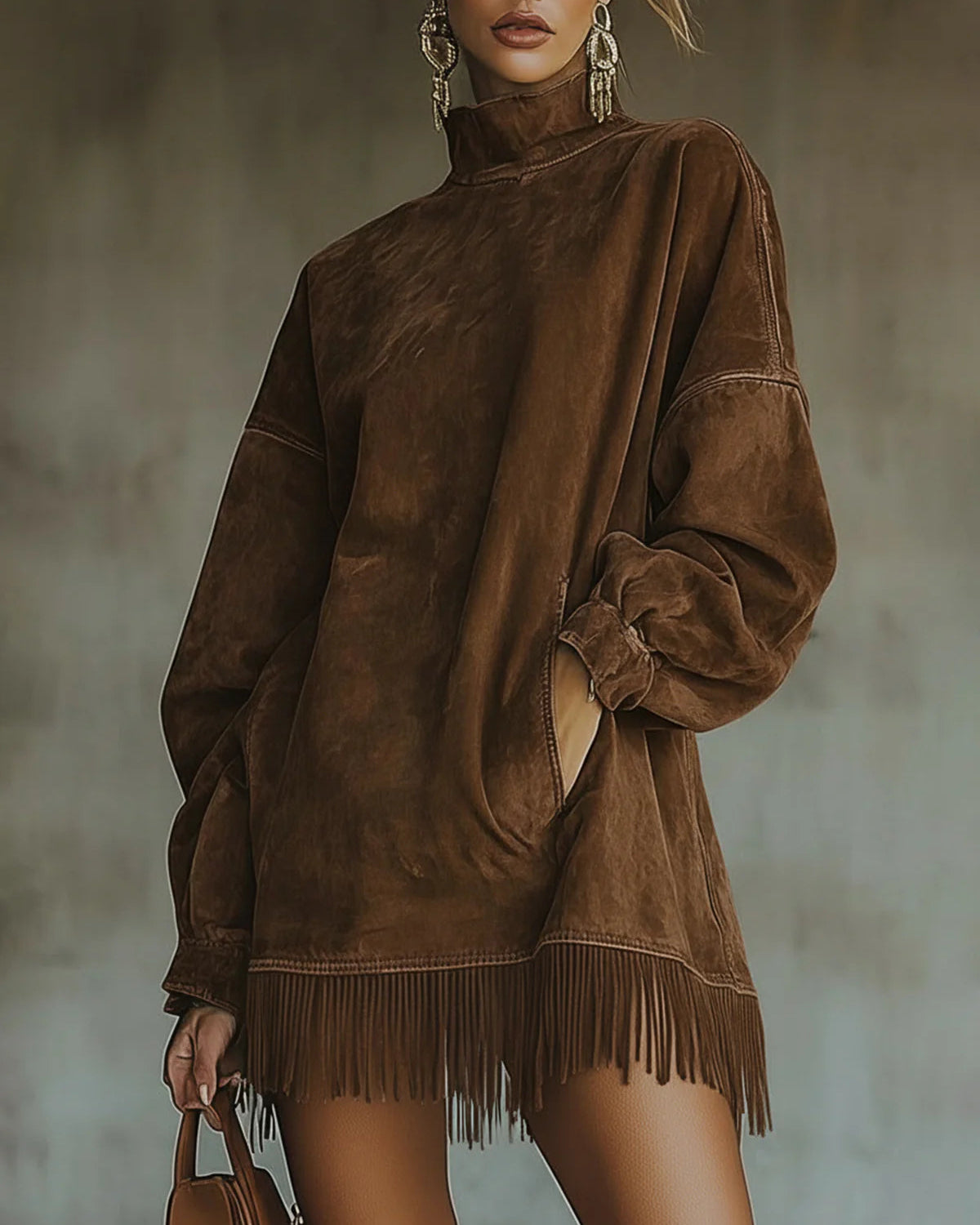 Wyrella – Zamszowa sukienka boho