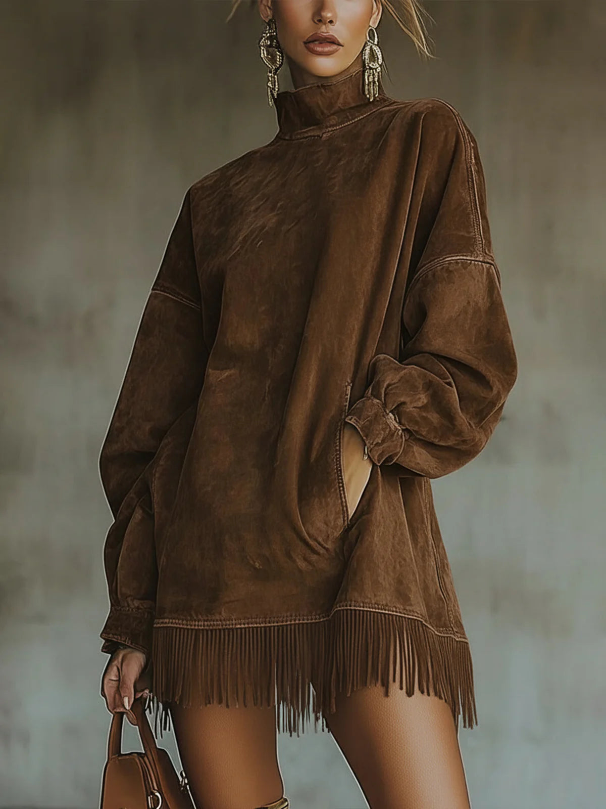 Wyrella – Zamszowa sukienka boho