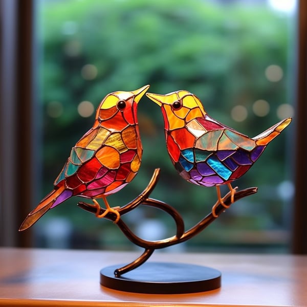 Dekoracyjna Rzeźba Ptaki Na Gałęzi Ozdoba Stołu I Półki
